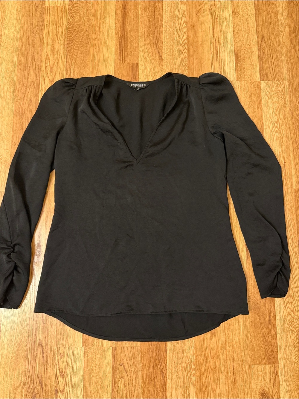 Express Black Long Sleeve V-Neck Blouse